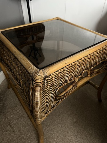 Vintage rattan wicker side - vintage,