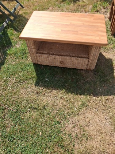 Rattan coffee table retro - rattan, table,