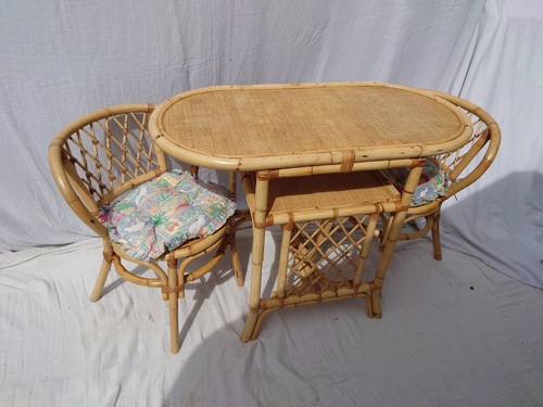 Vintage bamboo bistro table - bamboo,