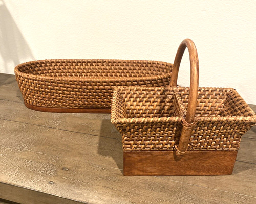 Woven rattan wood baguette - woven,