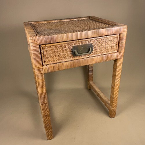 Bamboo side table woven cane - side,