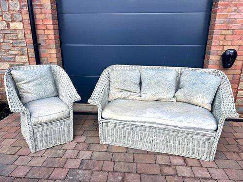 Grey wicker piece sofa set - 2-piece,