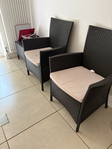 Pair rattan chairs - rattan, brown